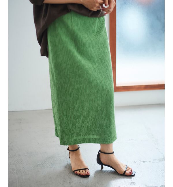 le.coeur blanc「ふくれジャガードタイトスカート」|タイト|グリーン