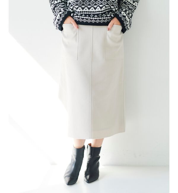 le.coeur blanc「ジャージーメルトントラペーズスカート」|スカート|ベージュ