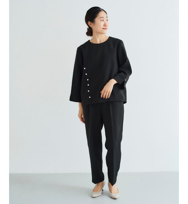 le.coeur blanc「パール付きプルオーバー&times;テーパードパンツセット」|スラックス|