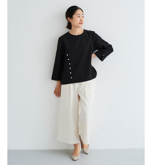 le.coeur blanc「パール付きプルオーバー&times;テーパードパンツセット」|スラックス|