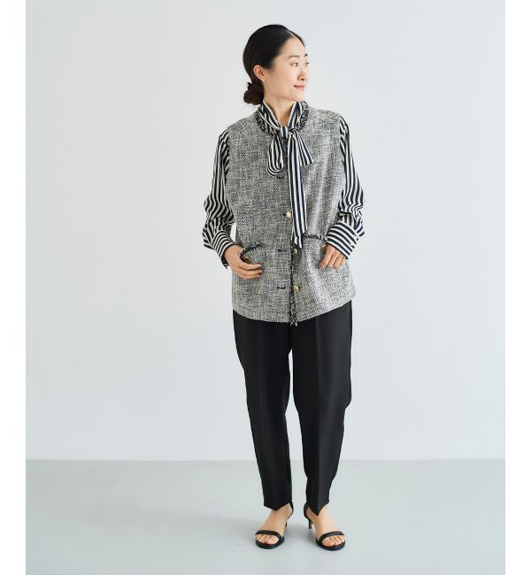 le.coeur blanc「パール付きプルオーバー&times;テーパードパンツセット」|スラックス|