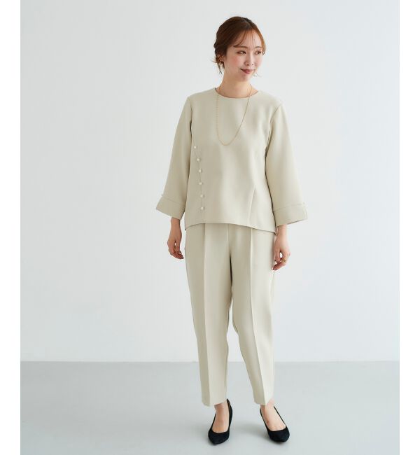 le.coeur blanc「パール付きプルオーバー&times;テーパードパンツセット」|スラックス|