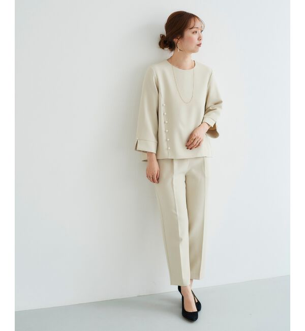 le.coeur blanc「パール付きプルオーバー&times;テーパードパンツセット」|スラックス|