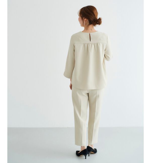 le.coeur blanc「パール付きプルオーバー&times;テーパードパンツセット」|スラックス|