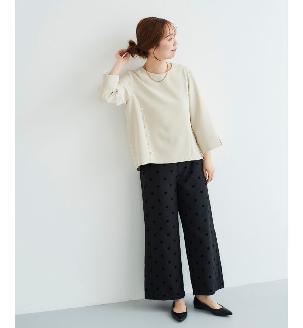 le.coeur blanc「パール付きプルオーバー&times;テーパードパンツセット」|スラックス|