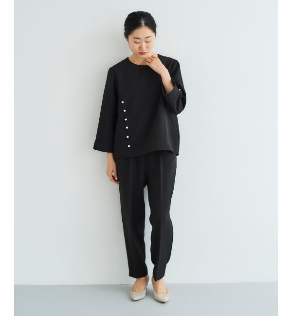 le.coeur blanc「パール付きプルオーバー&times;テーパードパンツセット」|スラックス|