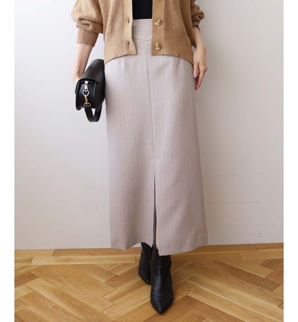 le.coeur blanc「ダブルスリットタイトスカート」|タイト|ベージュ柄