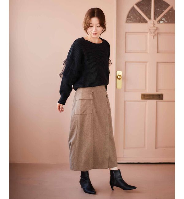 le.coeur blanc「《手洗い可能》カーゴポケットラップライクスカート」|スカート|