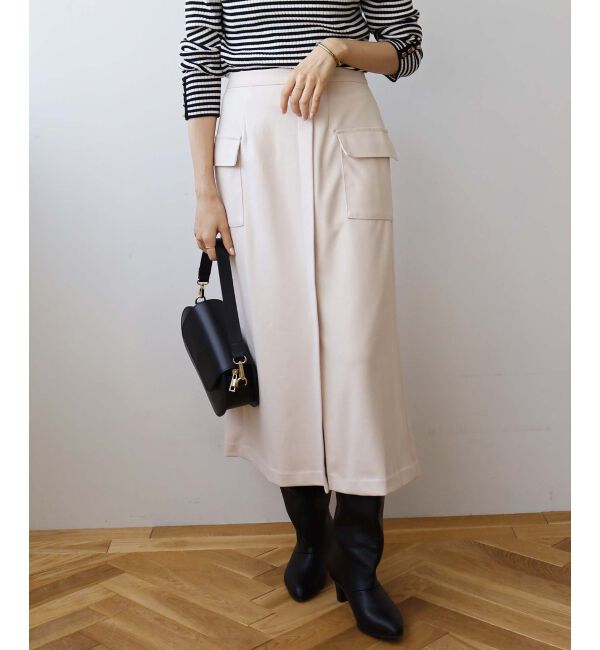le.coeur blanc「《手洗い可能》カーゴポケットラップライクスカート」|スカート|