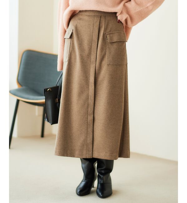 le.coeur blanc「《手洗い可能》カーゴポケットラップライクスカート」|スカート|