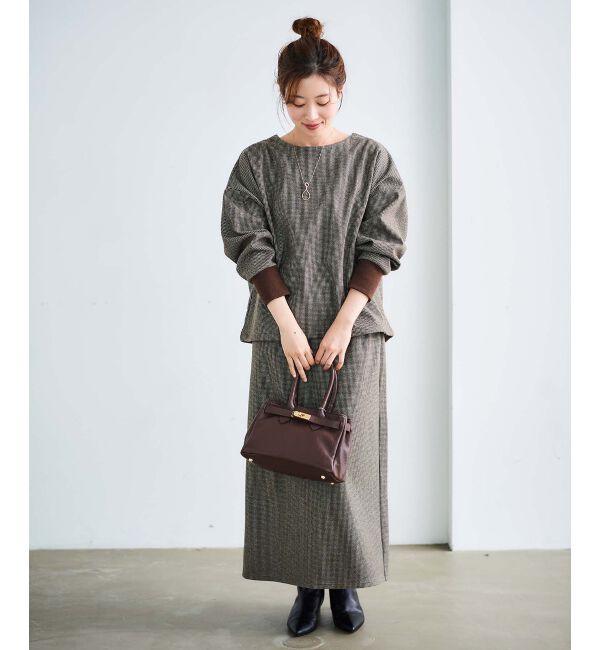 le.coeur blanc「チェックジャージータイトスカート」|タイト|