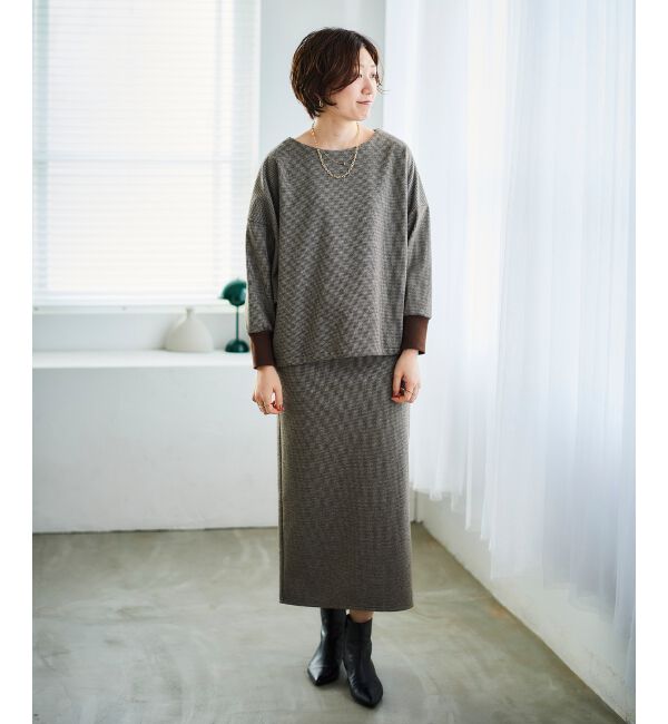 le.coeur blanc「チェックジャージータイトスカート」|タイト|