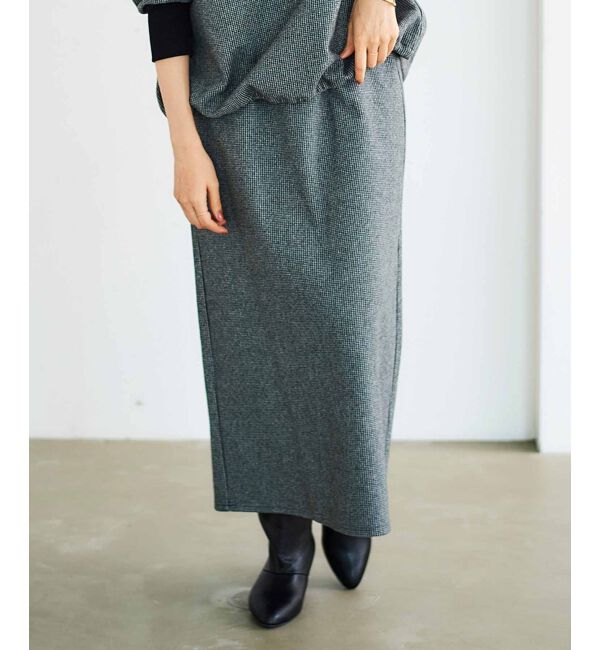 le.coeur blanc「チェックジャージータイトスカート」|タイト|ブラック柄