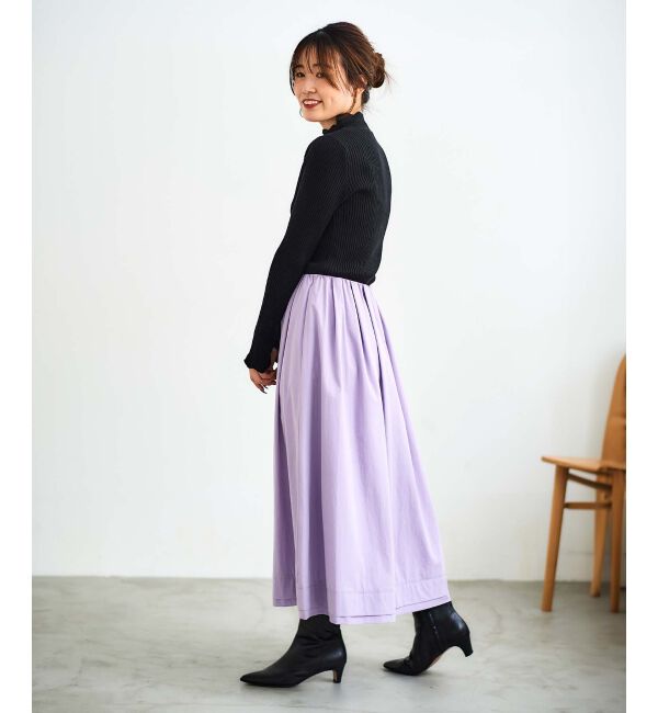 le.coeur blanc「ナイロンタックギャザーダブルヘムスカート」|スカート|