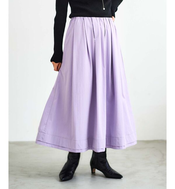 le.coeur blanc「ナイロンタックギャザーダブルヘムスカート」|スカート|