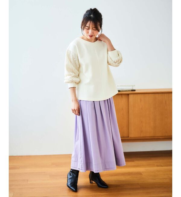 le.coeur blanc「ナイロンタックギャザーダブルヘムスカート」|スカート|