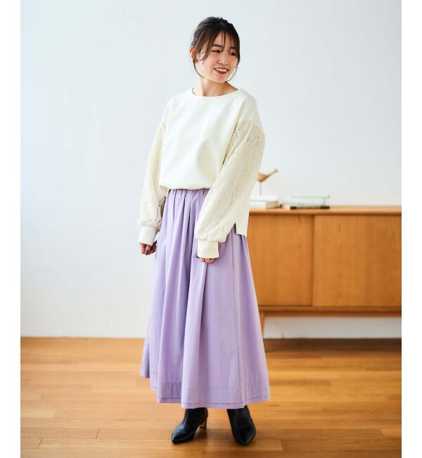 le.coeur blanc「ナイロンタックギャザーダブルヘムスカート」|スカート|