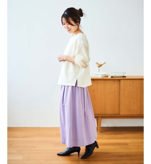 le.coeur blanc「ナイロンタックギャザーダブルヘムスカート」|スカート|