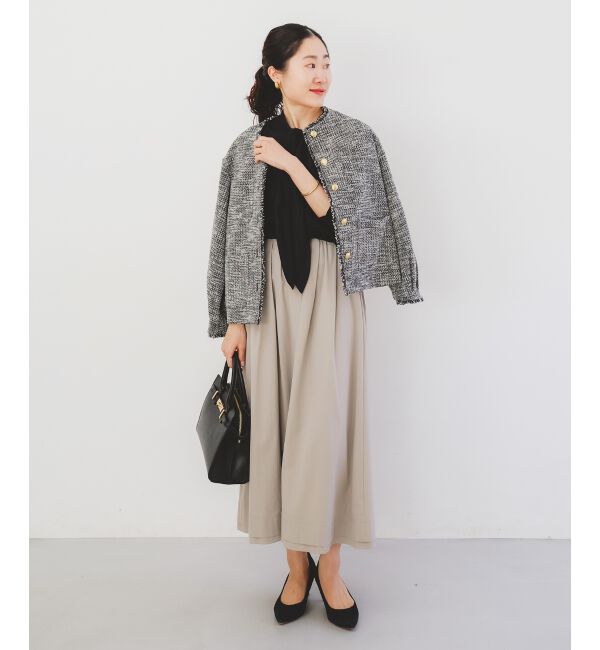 le.coeur blanc「ナイロンタックギャザーダブルヘムスカート」|スカート|