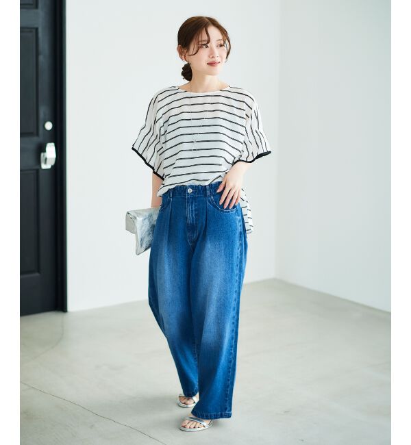 le.coeur blanc「タックワイドデニム」|デニム|