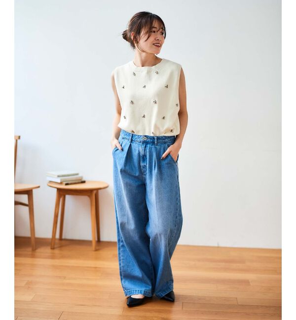 le.coeur blanc「タックワイドデニム」|デニム|