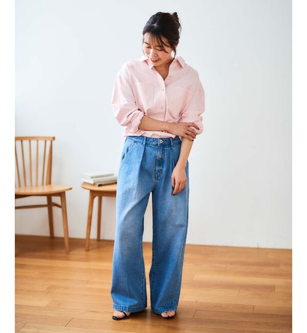le.coeur blanc「タックワイドデニム」|デニム|