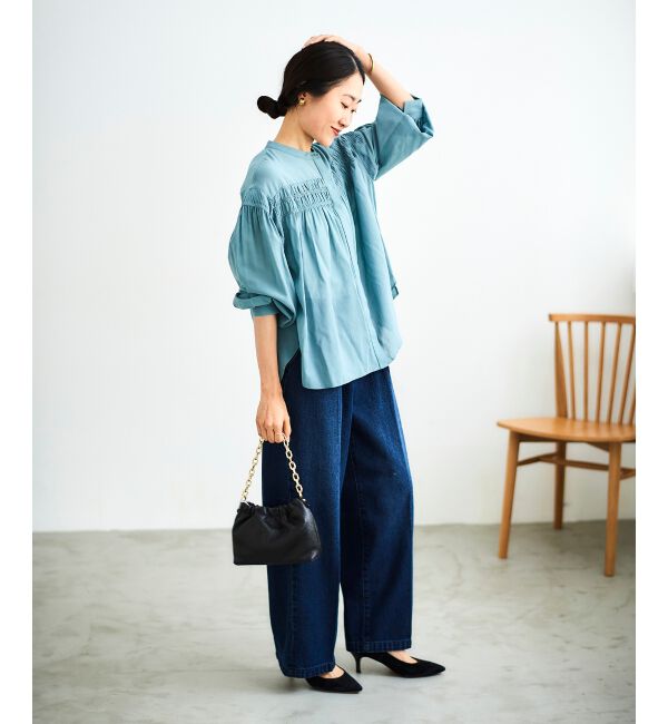 le.coeur blanc「タックワイドデニム」|デニム|