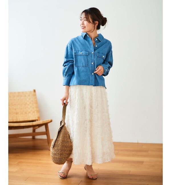 le.coeur blanc「《手洗い可能》カットジャガードギャザースカート」|スカート|