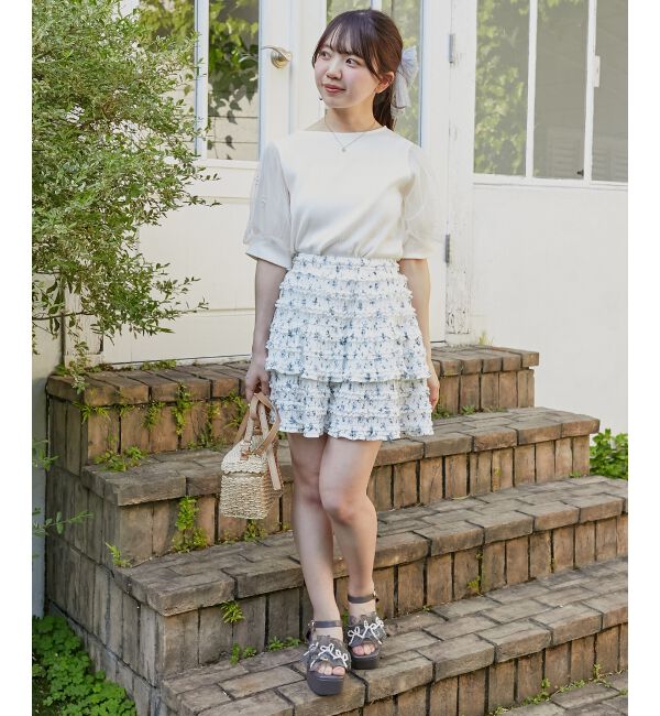 MAJESTICLEGON「カットレースフリルミニスカパン」|スカート|