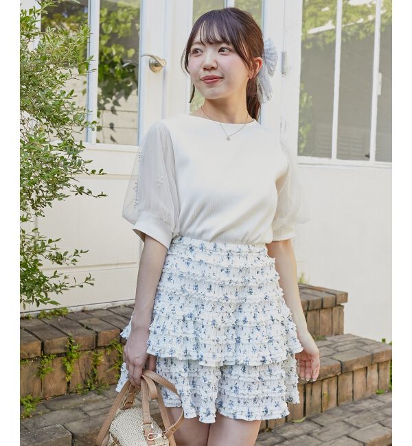 MAJESTICLEGON「カットレースフリルミニスカパン」|スカート|