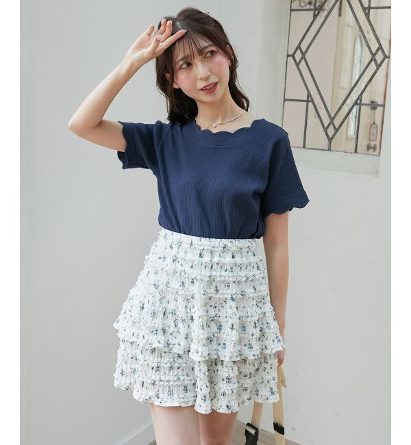 MAJESTICLEGON「カットレースフリルミニスカパン」|スカート|