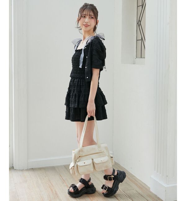 MAJESTICLEGON「カットレースフリルミニスカパン」|スカート|