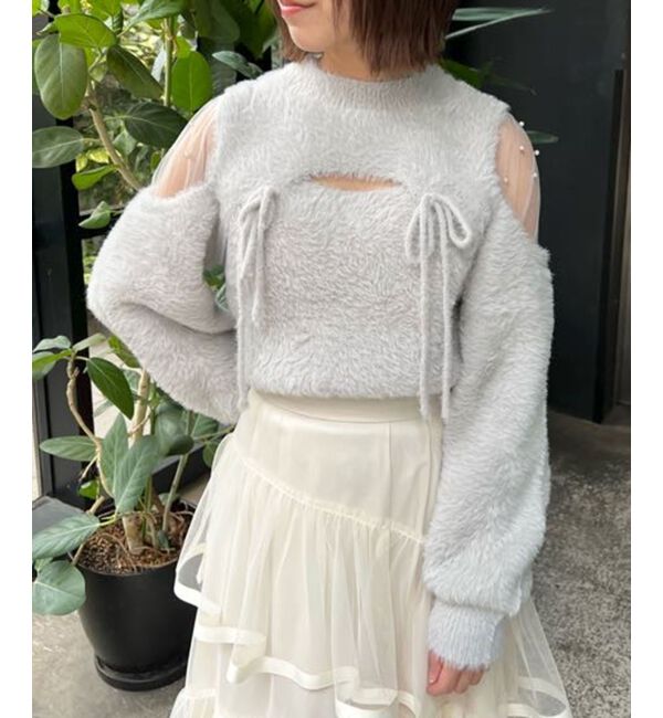  「デコルテオープンシアーショルダーニット」|ニット・セーター|