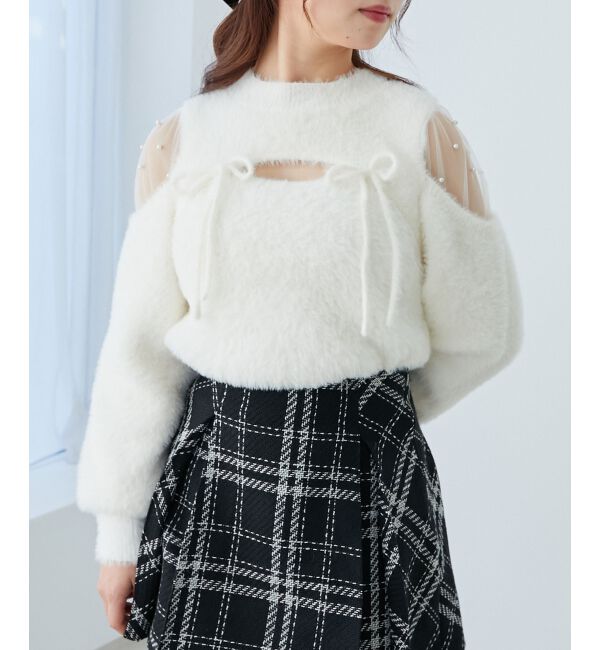  「デコルテオープンシアーショルダーニット」|ニット・セーター|