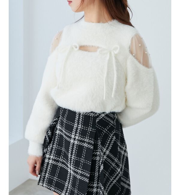  「デコルテオープンシアーショルダーニット」|ニット・セーター|