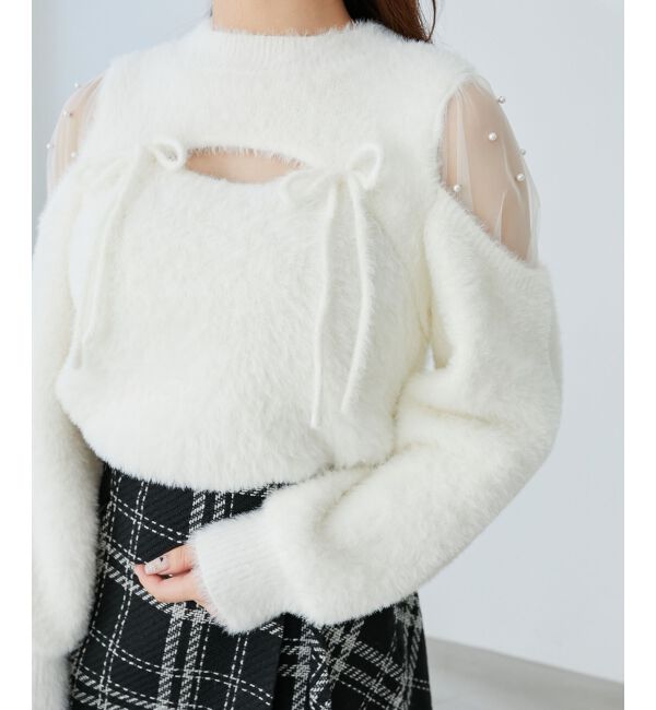  「デコルテオープンシアーショルダーニット」|ニット・セーター|