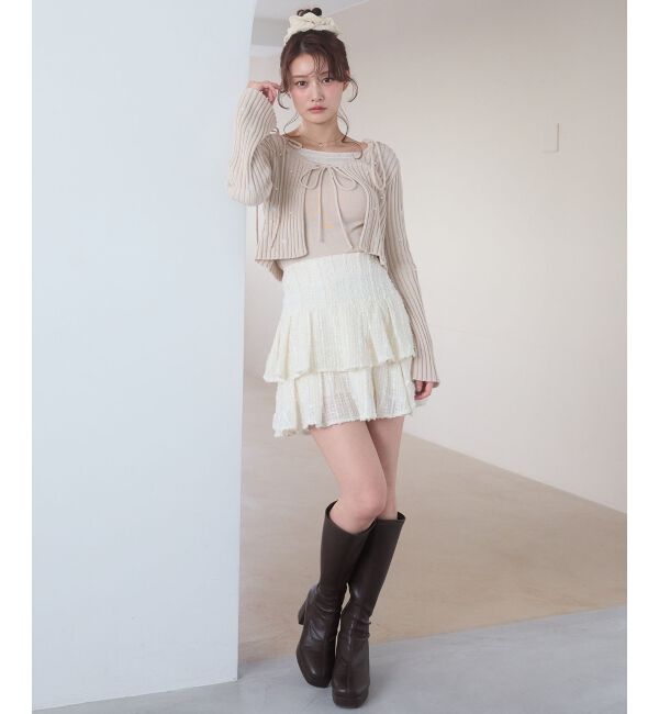  「キャミセットフラワー刺繍カーデ」|カーディガン|