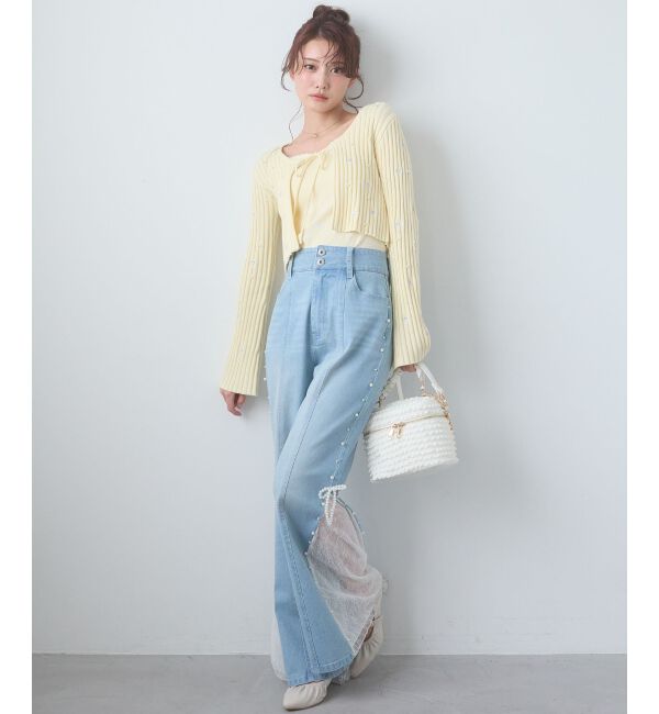  「キャミセットフラワー刺繍カーデ」|カーディガン|