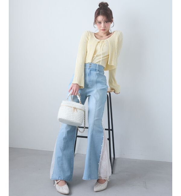  「キャミセットフラワー刺繍カーデ」|カーディガン|