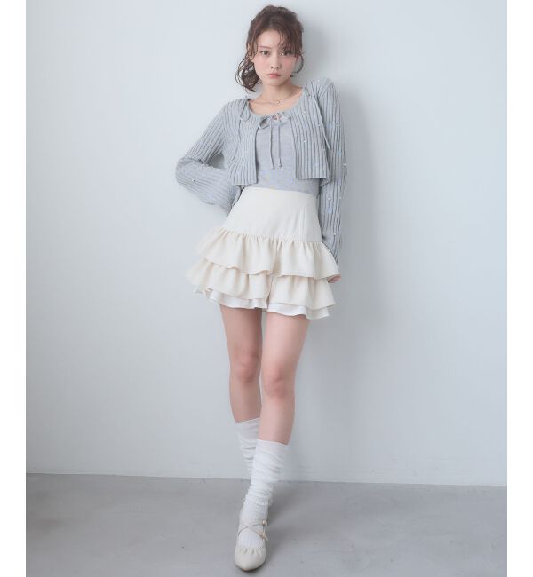  「キャミセットフラワー刺繍カーデ」|カーディガン|