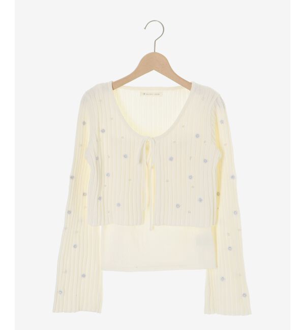  「キャミセットフラワー刺繍カーデ」|カーディガン|