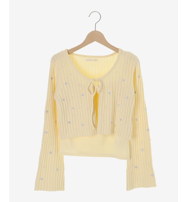  「キャミセットフラワー刺繍カーデ」|カーディガン|