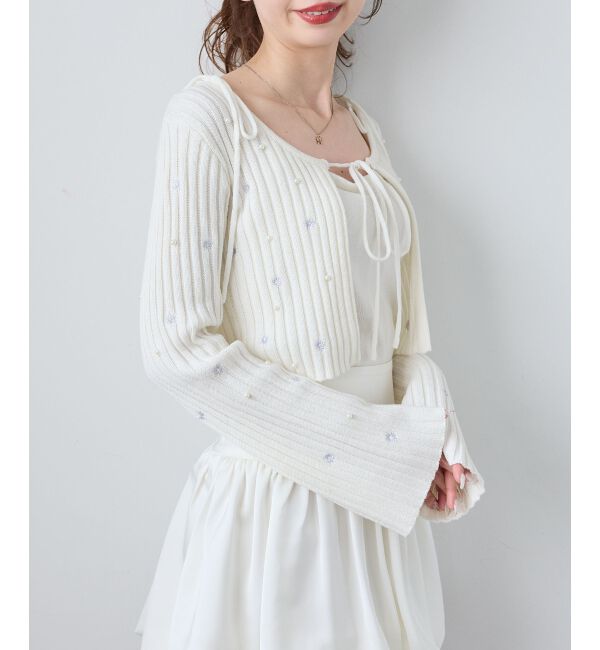  「キャミセットフラワー刺繍カーデ」|カーディガン|