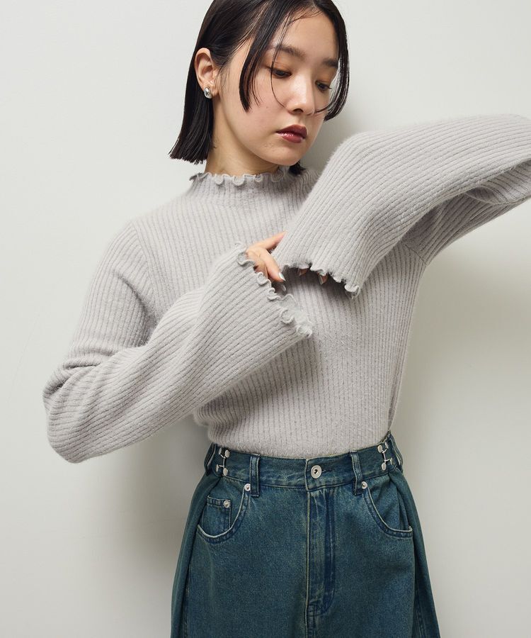 Green Parks「・swing by ウラシャギーフレアスリーブニット」|ニット・セーター|Light Gray