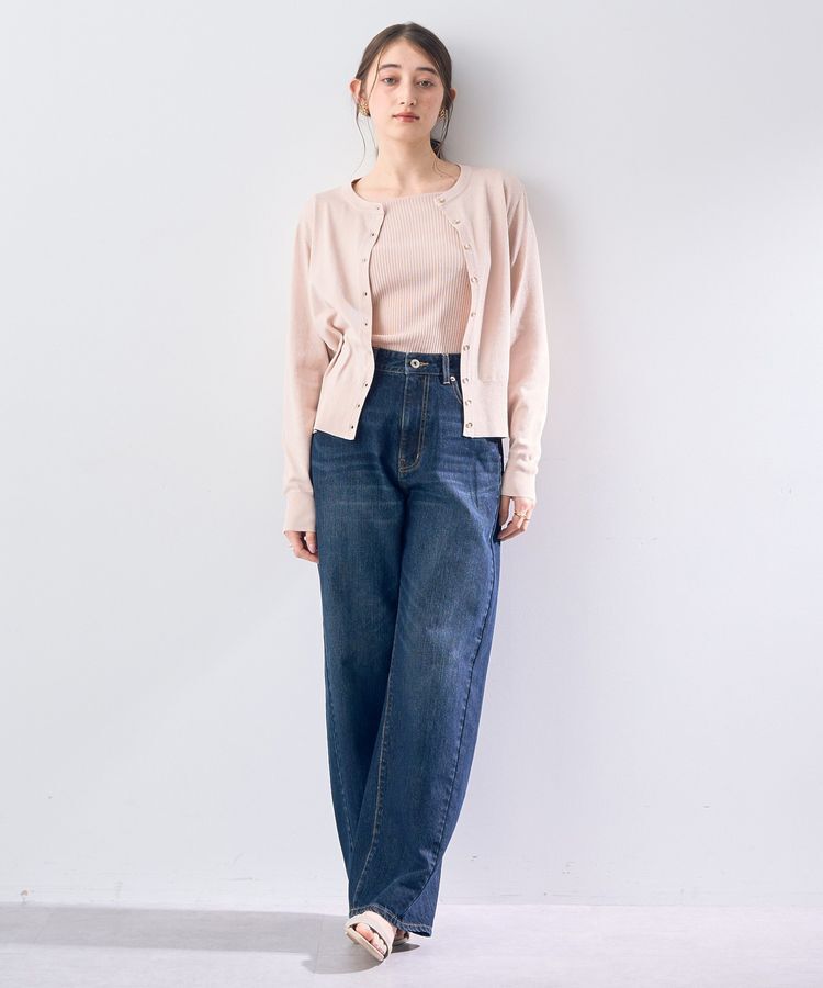 YECCA VECCA「ラメ混クルーネックカーディガン」|カーディガン|