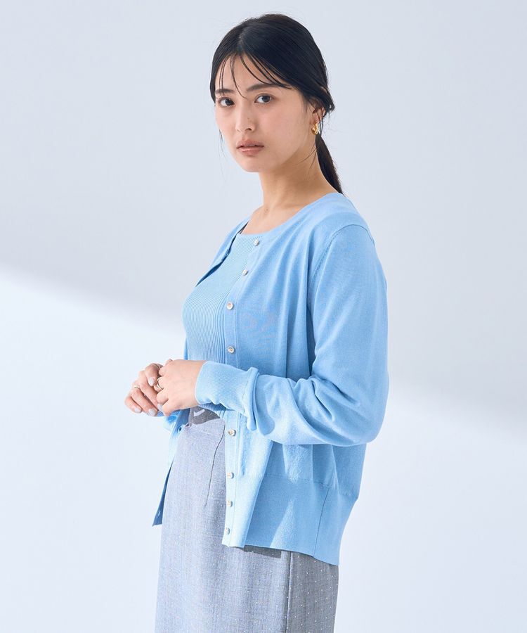 YECCA VECCA「ラメ混クルーネックカーディガン」|カーディガン|