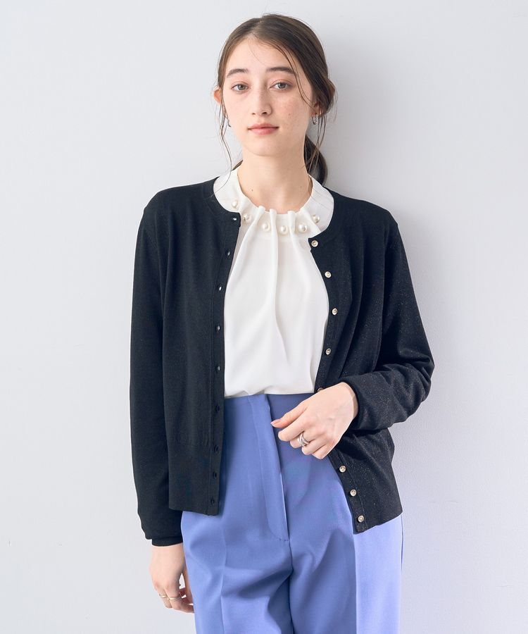 YECCA VECCA「ラメ混クルーネックカーディガン」|カーディガン|