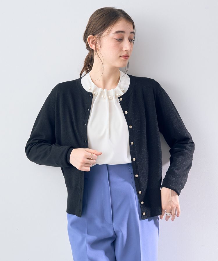YECCA VECCA「ラメ混クルーネックカーディガン」|カーディガン|