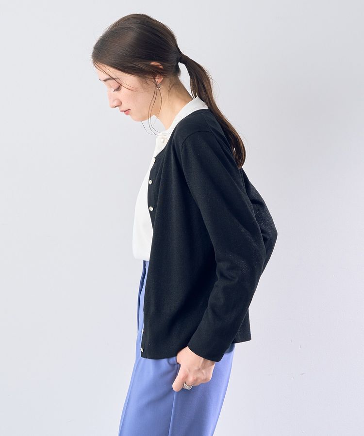 YECCA VECCA「ラメ混クルーネックカーディガン」|カーディガン|