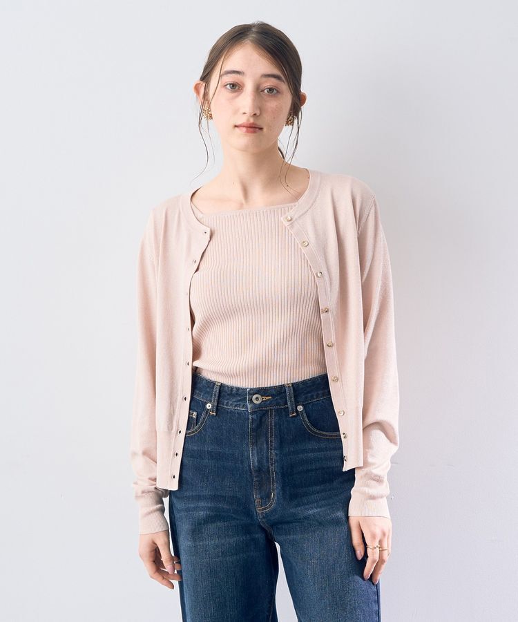 YECCA VECCA「ラメ混クルーネックカーディガン」|カーディガン|